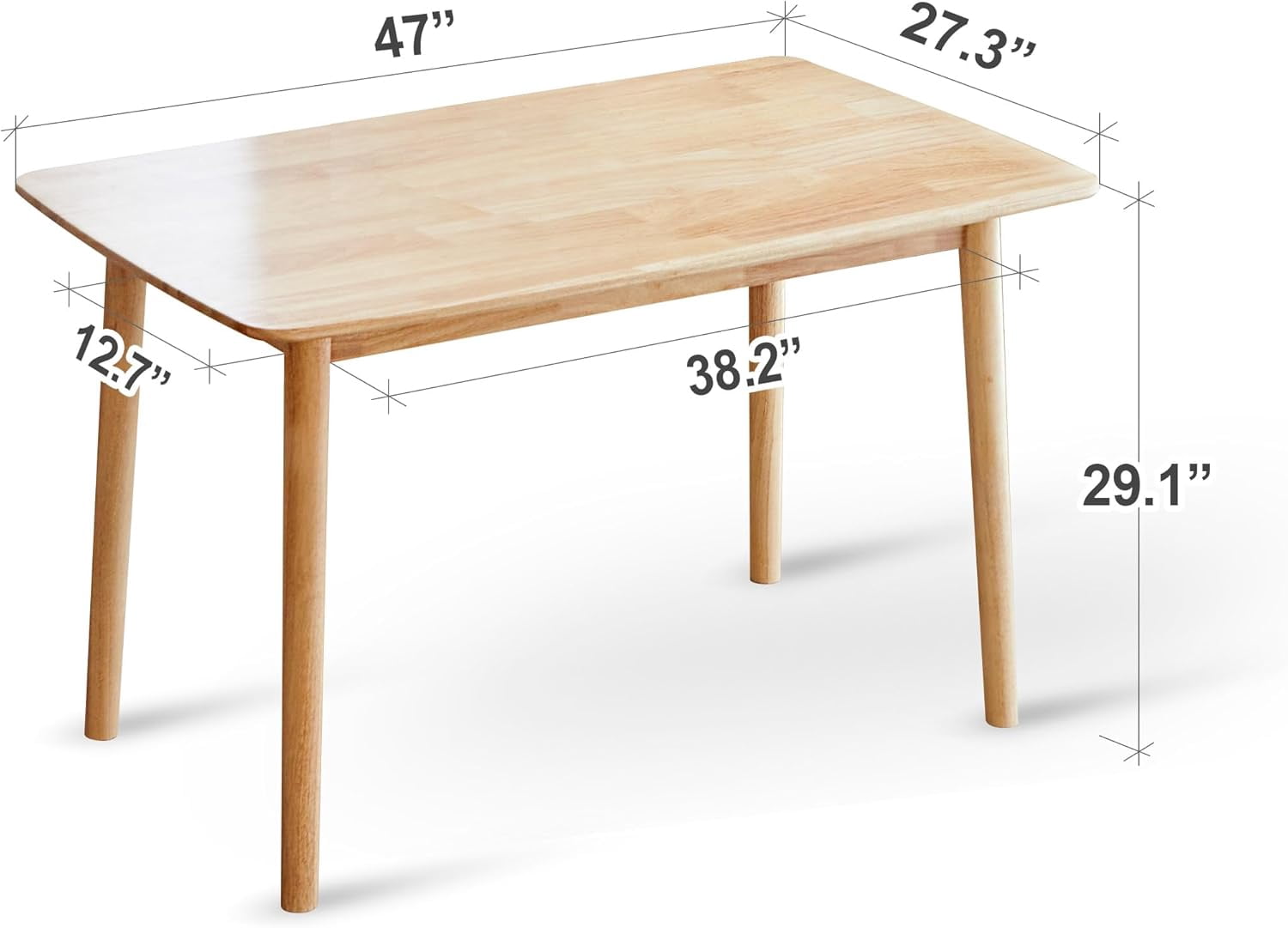 SUSUZI 47" Solid Oak Dining Table  Mid-Century Modern Wood Kitchen Table for Small Spaces, Table Olny