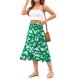 thumbnail image 2 of VISgogo Falda irregular con dobladillo con volantes para mujer, vestido de cintura ceñida con estampado de flores, azul marino / verde / albaricoque / rojo vino VISgogo moda, 2 of 7