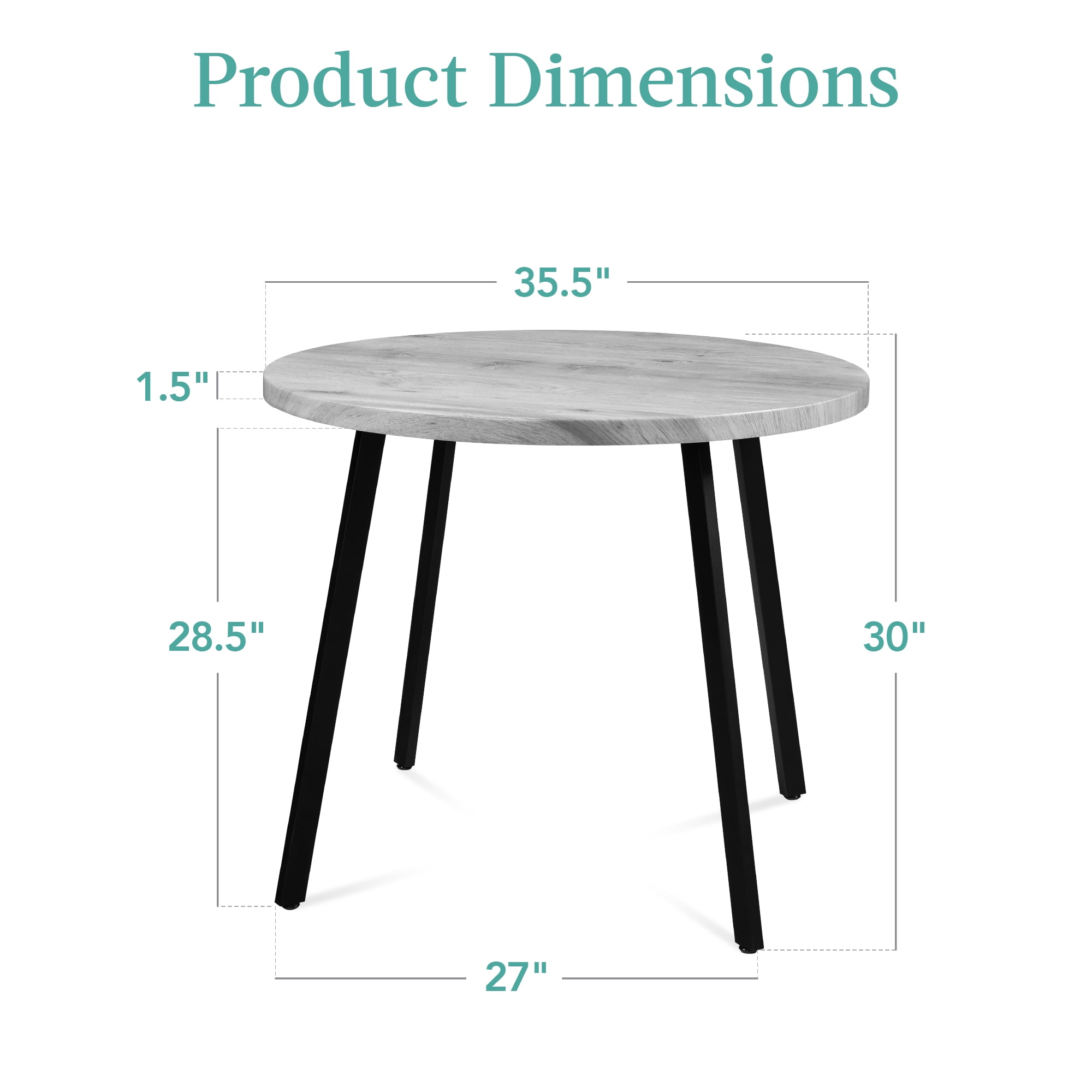 Best Choice Products 35.5in Mid-Century Modern Round Dining Table w/ Steel Legs, Adjustable Feet - Gray