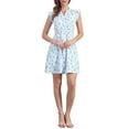thumbnail image 2 of INSPIRE CHIC Women's Cap Sleeve Ruffle V-Neck Floral Summer Casual Dress M Light Blue, 2 of 5