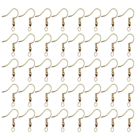 serony 100pcs Alloy Earring Hooks Golden Plated Eyelet Ear Wire DIY Jewelry Accessories