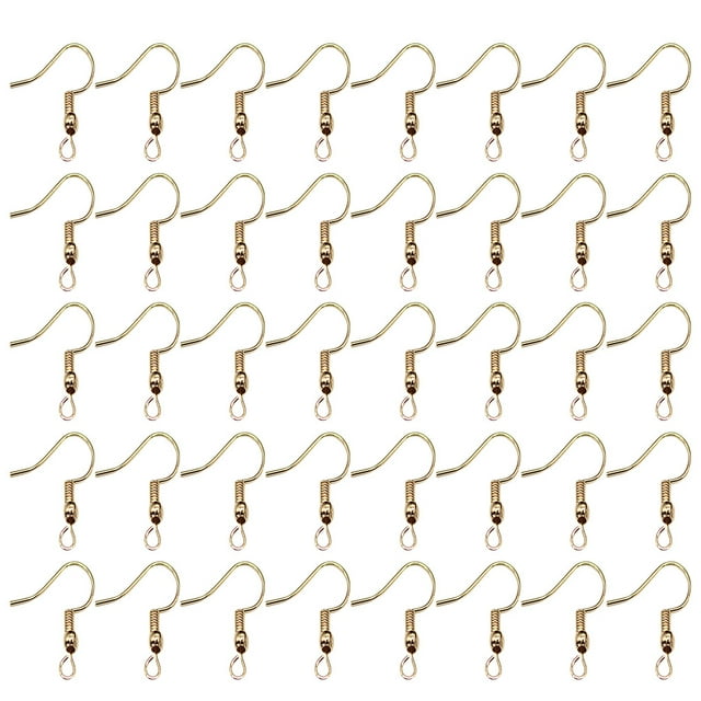 serony 100pcs Alloy Earring Hooks Golden Plated Eyelet Ear Wire DIY Jewelry Accessories