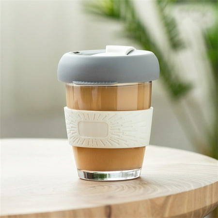 

Bcloud 350ML Water Cup Direct Drinking Thicken Glass Coffee Cup with Anti-scald Cup Holder for Home