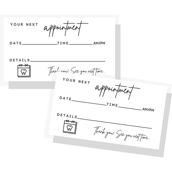 Dental Appointment Reminder Cards  50 Pack  Teeth Whitening, Dental Office, Client Reminder, Patients, Pediatric Dentist, Orthodontics, Bulk 2x3.5 Minimalist