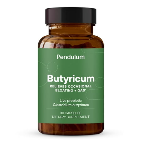 (Best By 01/2026) Pendulum Butyricum | A Probiotics Supplement for Women and Men - Increases Butyrate  Improves Gut Health  Relieves Occasional GI Discomfort  Bloating  & Diarrhea. Contains Clostridium Butyricum 30 Capsules