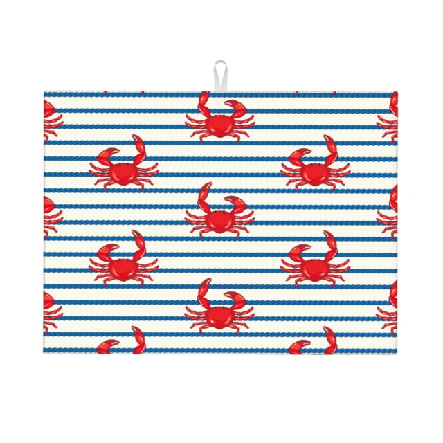 Balery Cute Red Crabs With Nautical Alfombrilla de Secado para Cocina, 18x24 Pulgadas, Súper Absorbente para Platos y Encimeras