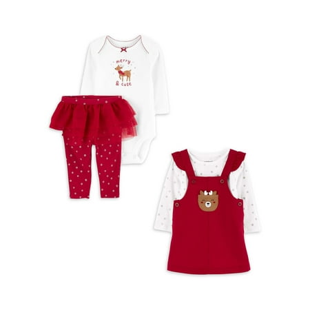 Carter's Child of Mine Baby Girl, Christmas Dress and Outfit Set, 4-Piece, Sizes Preemie-12 Months