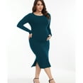 thumbnail image 4 of Bearsland Women's Long Sleeve Ribbed Knit Side Slit Maternity Dress Casual Ruched Bodycon Sweater Dress Pregnancy Clothes, 4 of 7
