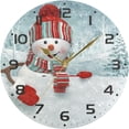 thumbnail image 5 of SKYSONIC Christmas Snowman Wall Clock 10 Inch Silent Non Ticking Round Clock Oil Painting Clock Easy to Read Clock for Living Room Bedroom Bathroom Home Decor, 5 of 7