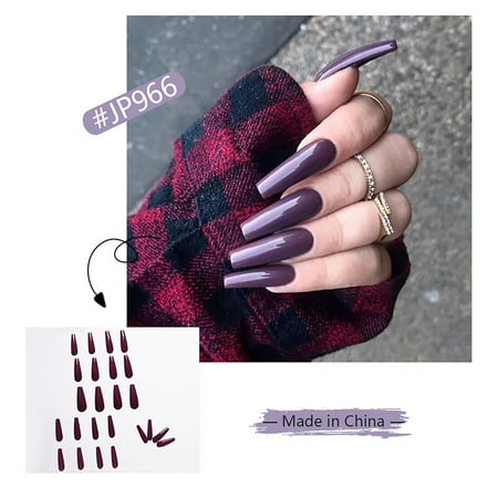 

24pcs Bright Color Solid Color Ballet Manicure Long Style Re-wearable Nail Sheet