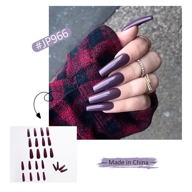 Daisyyozoid Wholesale 24 Pcs Couleur Vive Couleur Unie Manucure Ballet Longue Style Feuille d'Ongles Réutilisable
