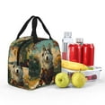 thumbnail image 4 of Yiaed Forest Maple Leaf Husky Print Insulated Lunch Bag Reusable Cute Tote Lunch Box, Leakproof Cooler Lunch Bags for Work Office Travel School Picnic, 4 of 5