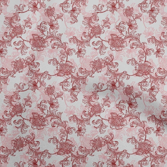 oneOone Cotton Cambric Pink Salmon Fabric Asian Floral Sewing Craft Projects Fabric Prints By Yard 42 Inch Wide