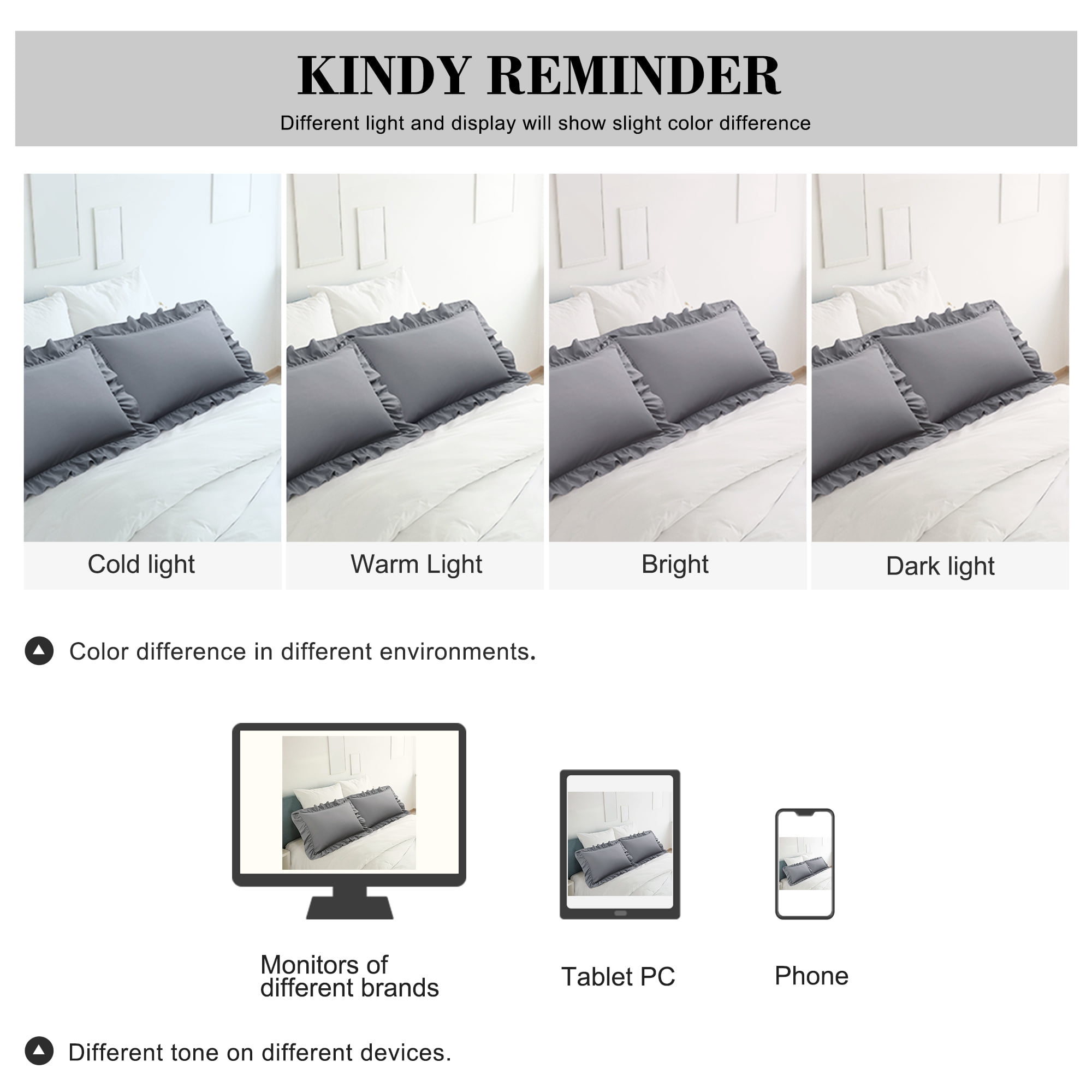 Unique Bargains Microfiber Ruffle Envelope Closure Pillowcases 2 Pcs Dark Gray King