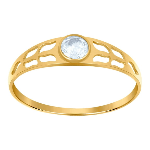 14k Yellow Gold Oval Cubic Zirconia Fashion Ring Ring for Women - .6 Grams