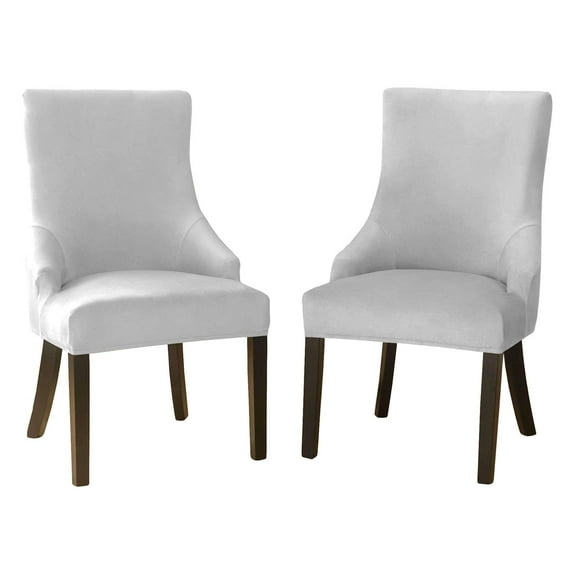 Velvet wingback Side Chair slipcover, armless wingback Chair Cover Stretch Soft Sloping Armchair Covers Removable Washable for Dining Room Banquet-Cream-4 Pcs