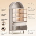 thumbnail image 5 of Cottinch 71" Arch Storage Cabinet with 4 Doors & Adjustable Shelves,Drawer,Wooden Bookshelf Cabinet,LED Lighted Display Cabinet,Gray, 5 of 11