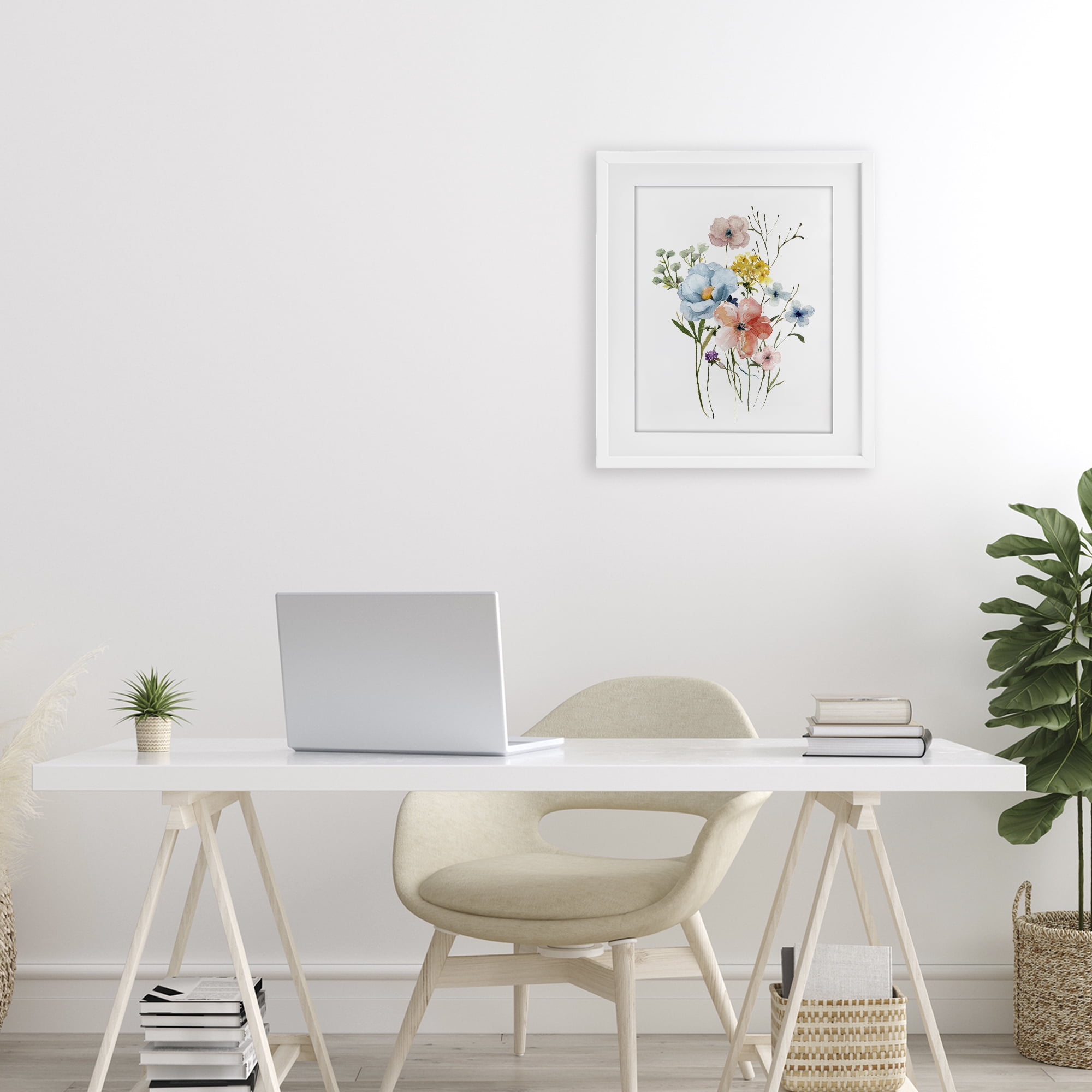 Stupell Industries Spring Meadow Wild Flowers White Framed Print Under Glass, design by Livi Finn