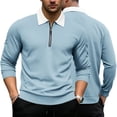 thumbnail image 5 of Mens Polo T Shirts Short Sleeve Quarter Zip Tees Shirt Basic Blue Mens Clothing, 5 of 8