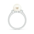 thumbnail image 2 of ANGARA Freshwater Cultured Pearl Three Stone Ring with Diamonds in 14K White Gold for Women | June Birthstone, Birthday, Anniversary, Jewelry Gift for Women | Pearl Ring, 2 of 8