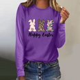 thumbnail image 2 of Easter Graphic Tee for Women Casual Long Sleeve T Shirt Holiday Print Lightweight Top Purple XXL, 2 of 5