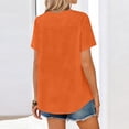 thumbnail image 5 of Solid Button Down Shirts for Women Short Sleeve Bust Pocket V Neck Collared Shirts Summer Business Casual Work Tops, Orange L, 5 of 7