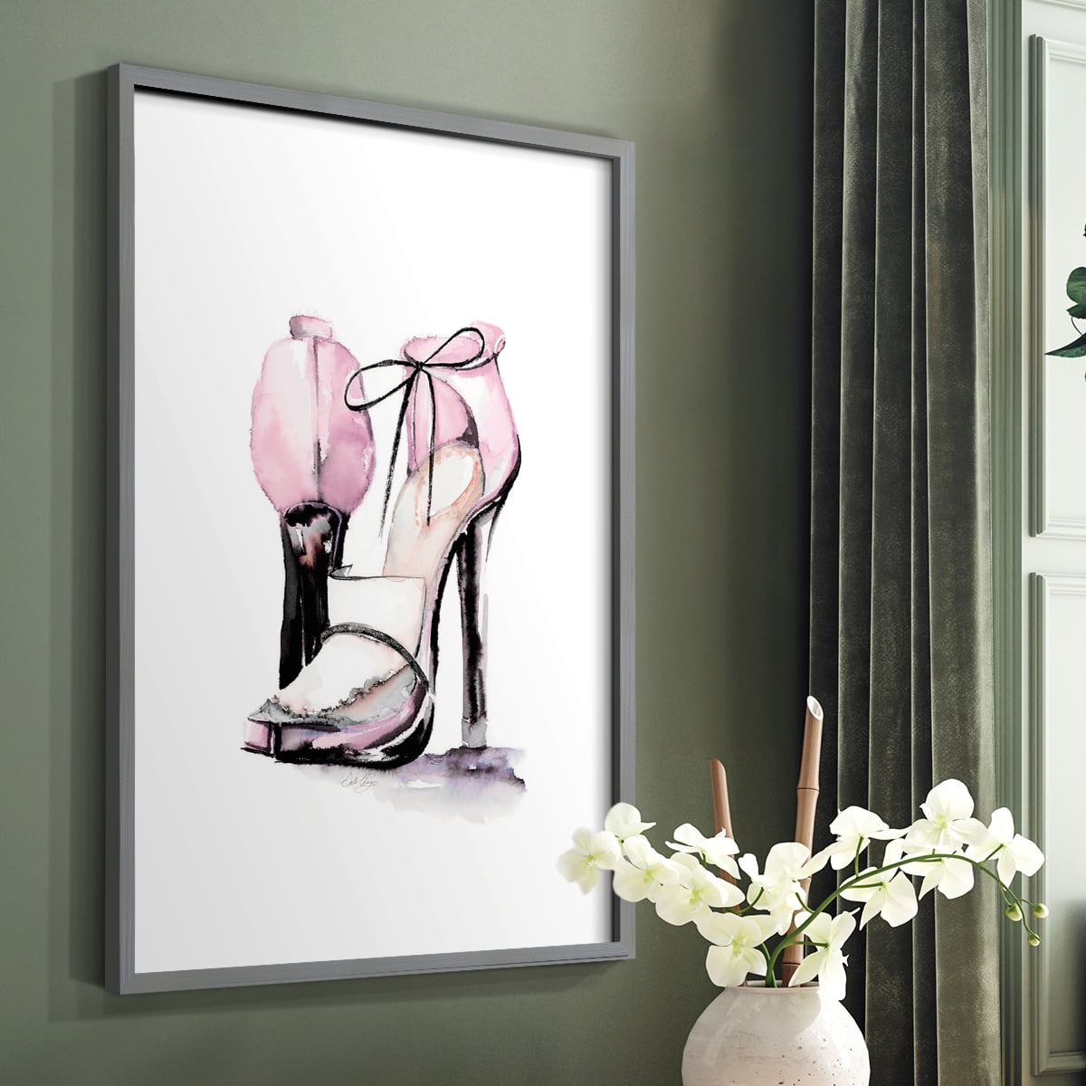 Loafer Heel in Gray Solid Wood 11 x 14 Framed Print