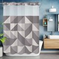 thumbnail image 6 of No Hook Shower Curtain with Snap in Liner, Geometric Grey Art Triangle Waterproof Bath Curtain Double Layers with See Through Top Window, Abstract Geometric Pattern Hotel Shower Curtains 72x84in, 6 of 9