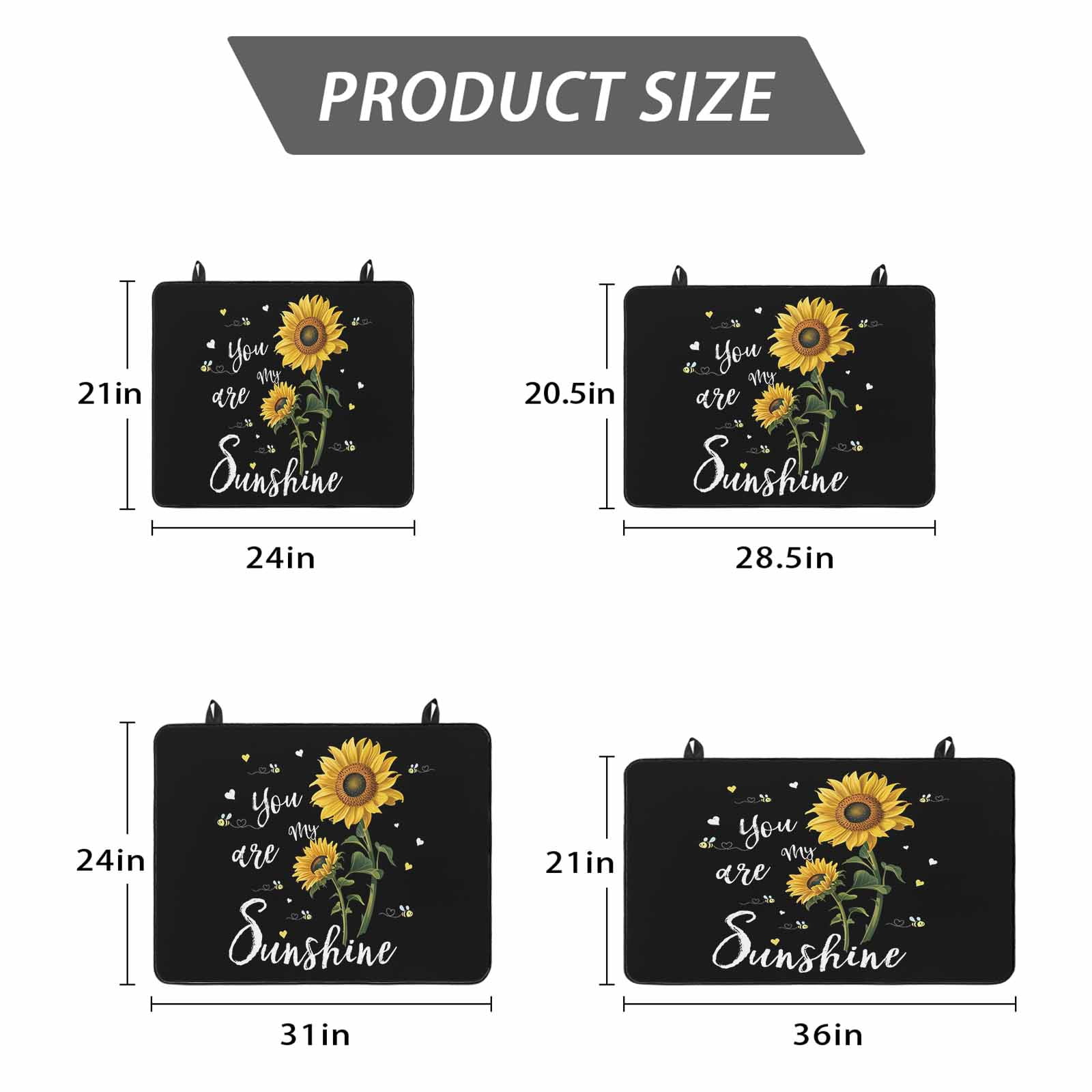 Yellow Sunflower Stove Top Cover for Electric Stove, Heat-proof & Non Slip Glass Top Stove Cover Protector, Summer Flower Bee Sunshine Black Kitchen Flat Cooktop Rubber Mat 31x24 Inches