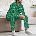 thumbnail image 6 of KLL Green Glitter Sleepwear Mens Flannel Pajamas,Long Cotton Pj Set, 6 of 7