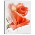 thumbnail image 2 of Red Rose Painting with Splashes - Floral Canvas Art Print, 2 of 4