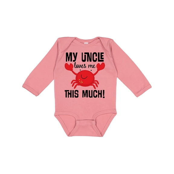 Inktastic Uncle Loves Me Childs Crab Boys or Girls Long Sleeve Baby Bodysuit