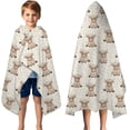 thumbnail image 3 of Beige Highland Cow Pattern Hooded Bath Towel，50"x30" for Ages 3 To 12 Kids, Quick Dry Lightweight Soft Microfiber Hood Beach Towel Cover Up for Kids, 3 of 7