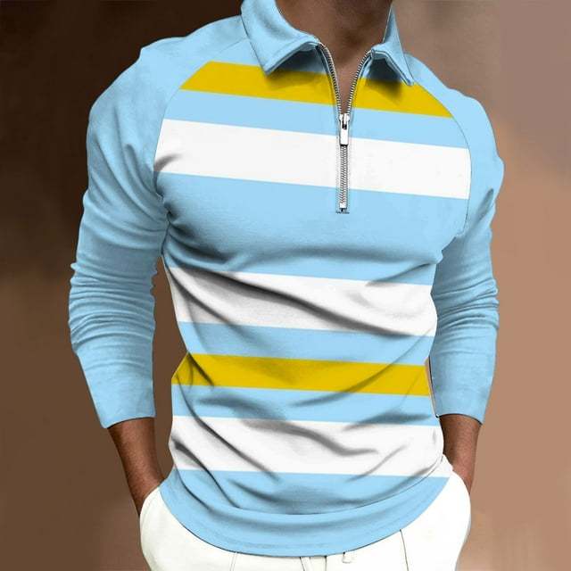 DPTALR Chemise à Col pour Homme Imprimée Décontractée à Manches Fermeture Éclair Col Rabattu Blouse