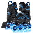 thumbnail image 1 of Babyjoy Patins en Ligne Réglables pour Enfants de 9 à 14 Ans, 4 Tailles, Patins à Roulettes à Lame Réglables avec Roues Lumineuses, Bleu et Noir, 1 of 10