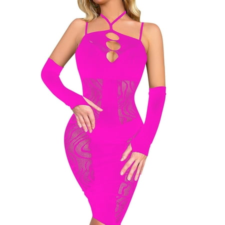 YOTMKGDO Pantyhose for Women  Women Fishnet Jumpsuit Longsleeve Camisole Lingerie Nightgowns Chemise Nightwear Sleepwear (#2 D  One Size)