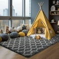 thumbnail image 6 of AllWays Plaza Shag Area Rug 5x7 Feet Extra Soft Rugs for Living Room, High Pile Indoor Carpet for Bedroom, Playroom, Nursery, Home Decor, Geometric, Dark Grey/White, 6 of 18