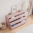 thumbnail image 3 of Lunale 6 Drawer Wide Dressers Chest for Bedroom, Storage Drawer Organizer with Modern Minimalist Design, Pink, 3 of 8