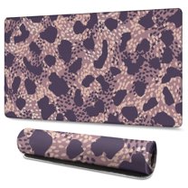 Long Mouse Pads for Desk,Purple and Pink Leopard Pattern Desk Mats on Top Of Desks, Desk Mouse Pad Extra Large with 3mm Non-Slip Base and Stitched Edge for Gaming,Office,Work,Home 47.3"x23.6"