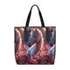thumbnail image 1 of Easygdp Flower White Horse Bolsa Tote para Mujer, Bolso de Hombro para Trabajo, Playa, Viajes, Compras y Supermercado, 1 of 7