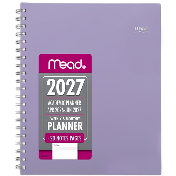 Mead Basic Academic 2026-2027 Weekly Monthly Planner Lilac Large 8 12 x 11 -