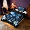 thumbnail image 2 of Manfei Blue Dragon Animals Twin Comforter Sets,Gothic Floral Wildlife Bedding Set,Black Reversible,2-Piece,1 Comforter and 1 Pillowcase, 2 of 7