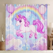 Homewish Cute Animal Unicorn Black Out Curtains for Kids Child Girls,Dreamy Princess Curtains Pack of 2 (42x63 Each),Cartoon Rainbow Bedroom Curtains,Breathable Home Decor
