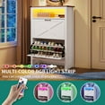thumbnail image 5 of Shoe Cabinet with 2 Flip Drawers &Open Shelf &Led Light , Shoe Rack Storage Organizer Free Standing Entrance Shoe Storage Cabinet Narrow Closet for Entryway Hallway, White, 5 of 9