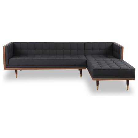Kardiel Woodrow Modern Box Sofa Sectional Urban Ink Walnut Right