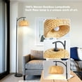 thumbnail image 3 of JOPESO Floor Lamp with Remote Boho Standing Lamp with 3 Color Temperatures Adjustable Tall Lamps Dimmable 2.4G Bulb Bamboo Rattan Lampe with Fabric Shades for Living Room Bedroom, 3 of 8
