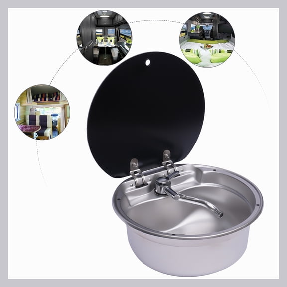Miumaeov 123, Stainless Steel 167" x 1457" x 59" Kitchen Sink, for Van Caravan Boat