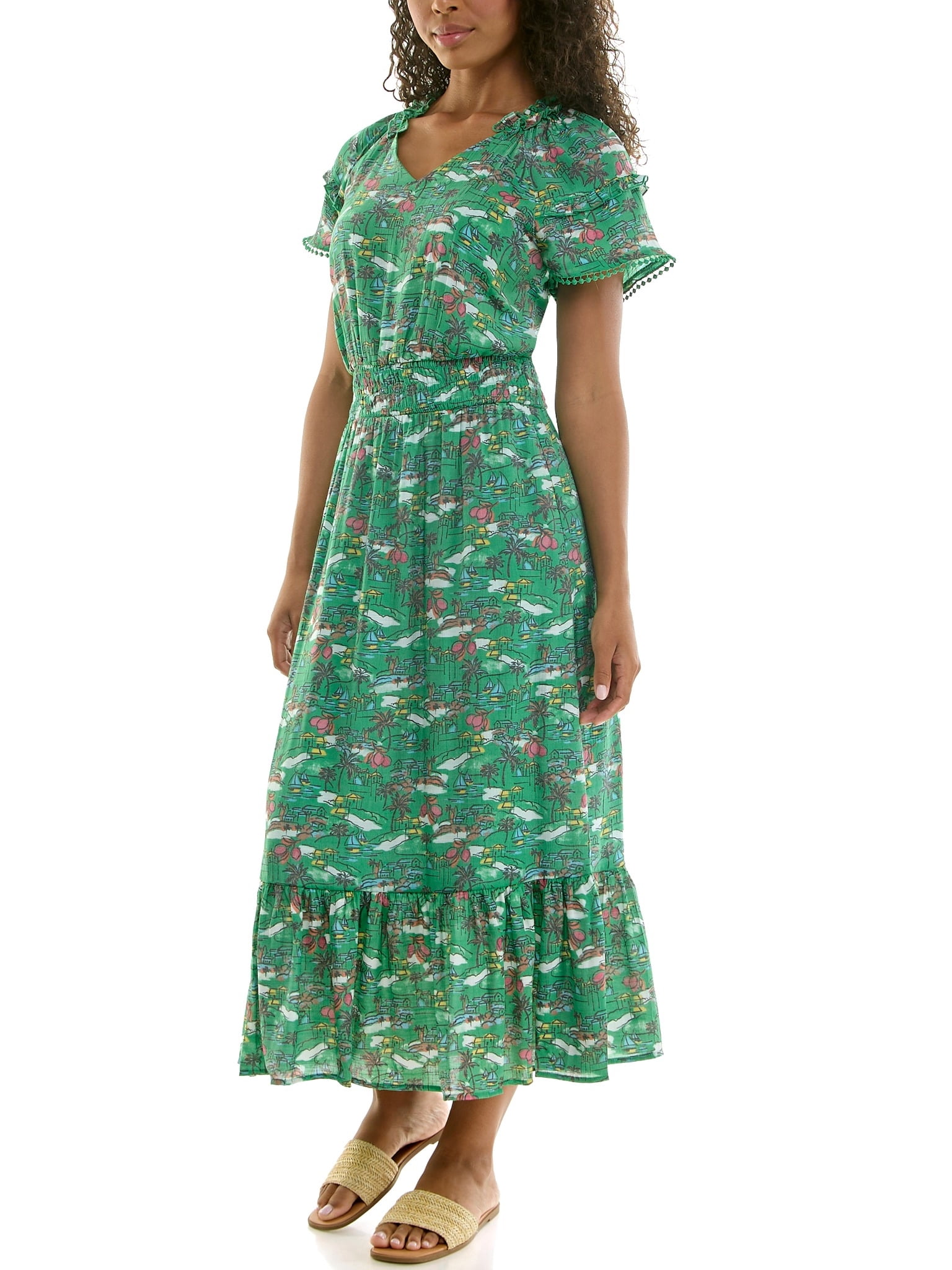 Nanette Lepore Women's Maxi Slub Dress With Bottom Fringe, Sizes XS-XXXL