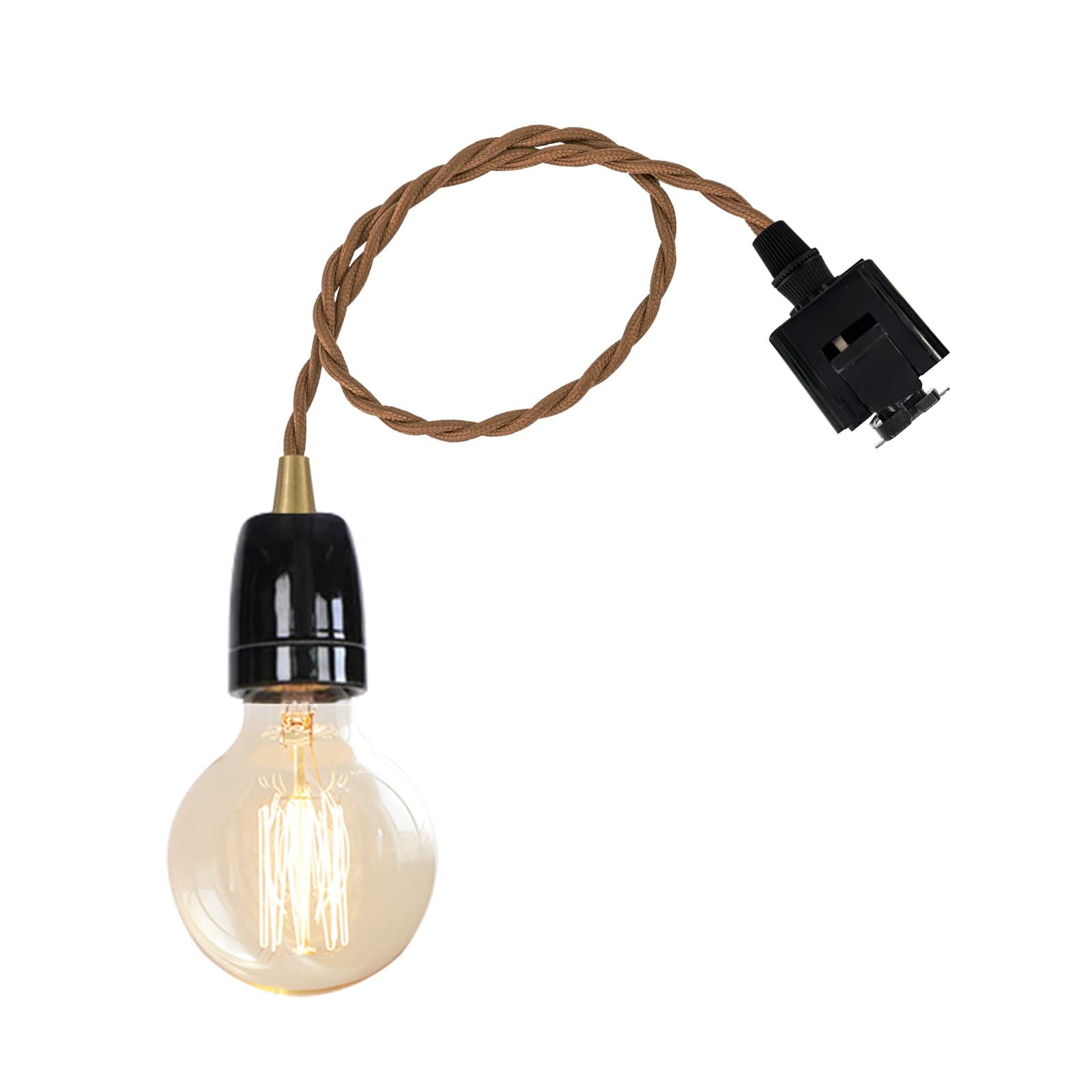 FSLiving J Track Lighting E26 Ceramic Base 2 Feet Brown Twisted Cord