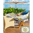 thumbnail image 5 of Hokiten Outdoor Tablecloths with Umbrella Hole & Zipper, Yellow Lemon Rectangle Tablecloth 60x120 Inch, Farmhouse Black Buffalo Plaid Grey Wooden Waterproof Table Cloth, Patio/Pool Table Covers, 5 of 7